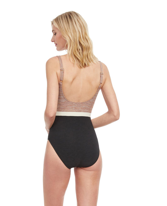 Back View Of Gottex Classic Serenity Full Coverage Square Neck One Piece Swimsuit | Gottex Serenity