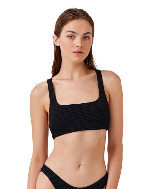 Front View Of Luma Sensual Simplicity Square Neck Bralette Bikini Top | LUMA SENSUAL SIMPLICITY BLACK