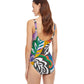 Back View Of Gottex Essentials Tribal Art Full Coverage Square Neck One Piece Swimsuit | Gottex Tribal Art