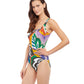 Side View View Of Gottex Essentials Tribal Art Full Coverage Square Neck One Piece Swimsuit | Gottex Tribal Art