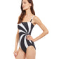 Side View View Of Gottex Essentials Timeless Bandeau Strapless One Piece Swimsuit | Gottex Timeless Black And White