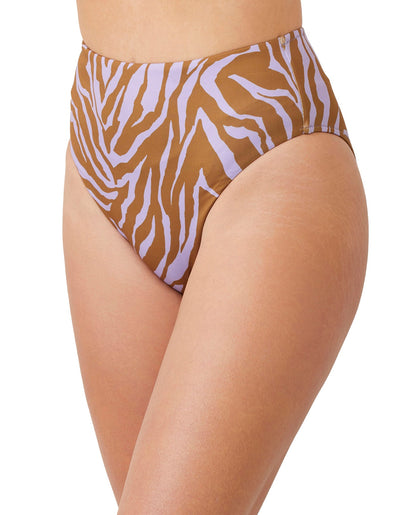 Front View Of Luma Wild Nostalgia High Leg High Waist Bikini Bottom | LUMA WILD NOSTALGIA LILAC AND MUSTARD