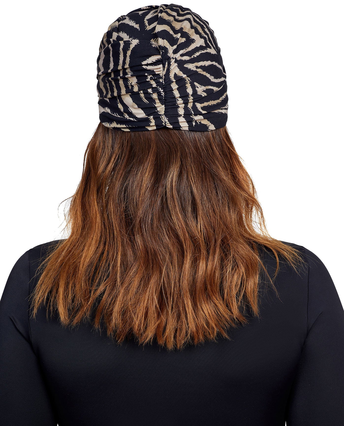 Back View Of Gottex Modest Knotted Hair Covering | GOTTEX MODEST WILDLIFE BROWN