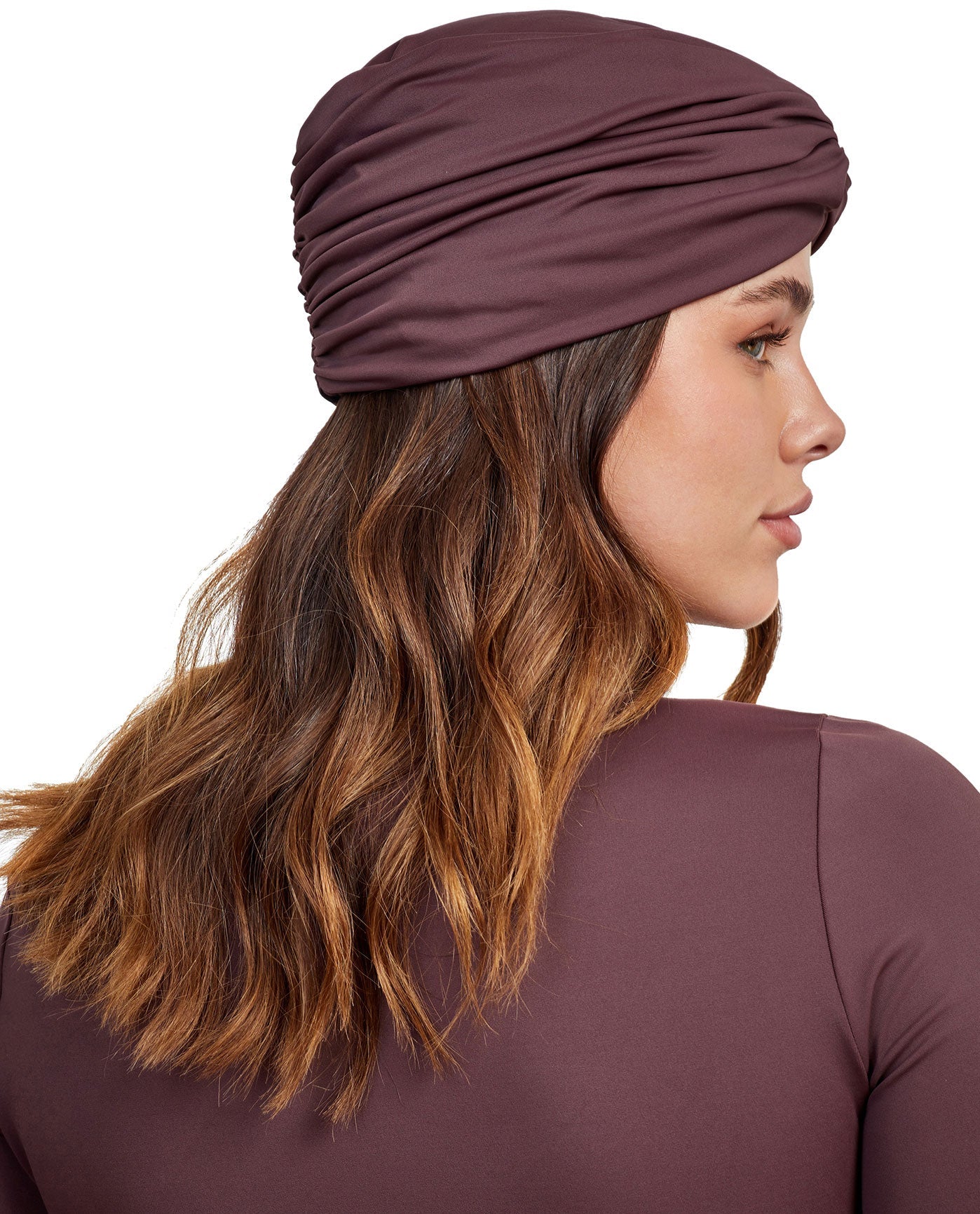 Back View Of Gottex Modest Knotted Hair Covering | GOTTEX MODEST BROWN