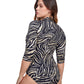 Back View Of Gottex Modest High Neck Long Sleeve One Piece Swimsuit | GOTTEX MODEST WILDLIFE BROWN
