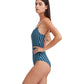 Side View View Of Au Naturel Cloe Sexy Back One Piece Swimsuit | AU NATUREL DUSK BLUE AND ASH GREEN