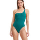 reversible front View Of Au Naturel Kate One Shoulder One Piece Swimsuit | AU NATUREL EMERALD AND ASH GREEN