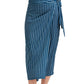 Front View Of Au Naturel Pola Long Sarong Skirt | AU NATUREL DUSK BLUE AND ASH GREEN