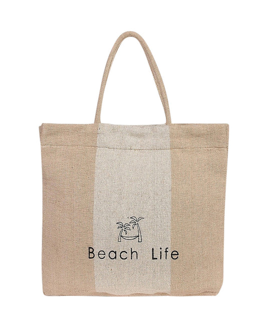 Front View Of Gottex Beach Life Beach Bag | GOTTEX CREAM AND BEIGE