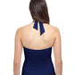 Back View Of Profile By Gottex Afternoon Tea Textured Halter Tankini Top | PROFILE AFTERNOON TEA NAVY