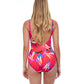 Back View Of Profile By Gottex Paradise Tie Front V-Neck Surplice One Piece Swimsuit | PROFILE PARADISE CORAL RED