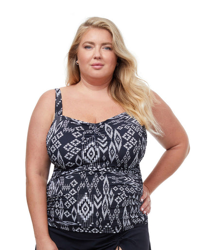Front View Of Profile By Gottex Peruvian Nights Plus Size Sweetheart Underwire Tankini Top | PROFILE PERUVIAN NIGHTS