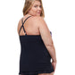 Back View Of Profile By Gottex Color Rush Plus Size Underwire Halter Swimdress | PROFILE COLOR RUSH BLACK