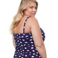 Back View Of Profile By Gottex Light As Feather Plus Size Shirred Underwire Tankini Top | PROFILE LIGHT AS FEATHER