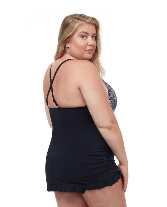 Back View Of Profile By Gottex Soiree Plus Size Underwire Halter Swimdress | PROFILE SOIREE