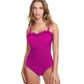 Front View Of Profile By Gottex Hula Dance D-Cup Scoop Neck Shirred Underwire One Piece Swimsuit | PROFILE HULA DANCE VIOLET