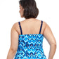 Back View Of Profile By Gottex Ocean Blues Plus Size Shirred Underwire Tankini Top | PROFILE OCEAN BLUES BLUE