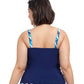 Back View Of Profile By Gottex Ocean Blues Plus Size Shirred Underwire Tankini Top | PROFILE OCEAN BLUES NAVY