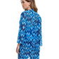 Back View Of Profile By Gottex Ocean Blues V-Neck Button Up Long Sleeve Mesh Tunic | PROFILE OCEAN BLUES BLUE