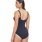 Back View Of Profile By Gottex Late Bloomer Round Neck One Piece Swimsuit | PROFILE LATE BLOOMER BLACK