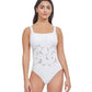 Front View Of Profile By Gottex Late Bloomer Round Neck One Piece Swimsuit | PROFILE LATE BLOOMER WHITE