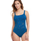 Front View Of Profile By Gottex Late Bloomer Round Neck One Piece Swimsuit | PROFILE LATE BLOOMER PETROL