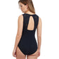 Back View Of Profile By Gottex Late Bloomer High Neck One Piece Swimsuit | PROFILE LATE BLOOMER BLACK