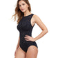 Side View Of Profile By Gottex Late Bloomer High Neck One Piece Swimsuit | PROFILE LATE BLOOMER BLACK