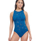 Front View Of Profile By Gottex Late Bloomer High Neck One Piece Swimsuit | PROFILE LATE BLOOMER PETROL