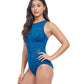 Side View Of Profile By Gottex Late Bloomer High Neck One Piece Swimsuit | PROFILE LATE BLOOMER PETROL