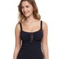 Front View Of Profile By Gottex The Twist D-Cup Scoop Neck Underwire Tankini Top | PROFILE THE TWIST BLACK