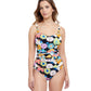 Front View Of Profile By Gottex Rising Sun D-Cup Underwire One Piece Swimsuit | PROFILE RISING SUN BLACK