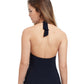 Back View Of Profile By Gottex Frill Me V-Neck Halter Tankini Top | PROFILE FRILL ME BLACK