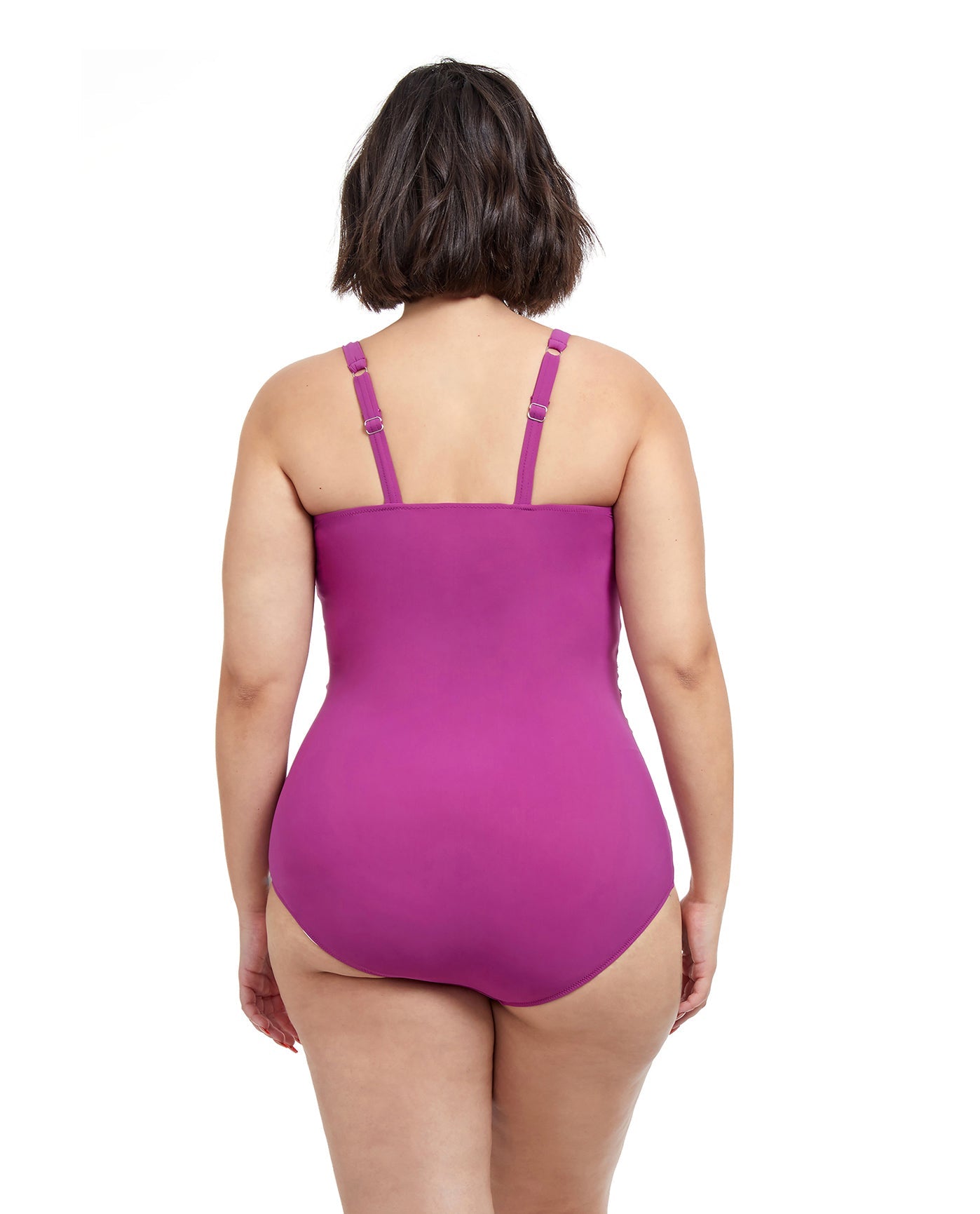 Back View Of Profile By Gottex Frill Me Plus Size Underwire One Piece Swimsuit | PROFILE FRILL ME WARM VIOLET