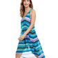 Side View Of Profile By Gottex Moroccan Escape High Low Mesh Beach Dress Cover Up | PROFILE MOROCCAN ESCAPE BLUE