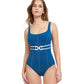 Front View Of Profile By Gottex California Girl Round Neck One Piece Swimsuit | PROFILE CALIFORNIA GIRL PETROL