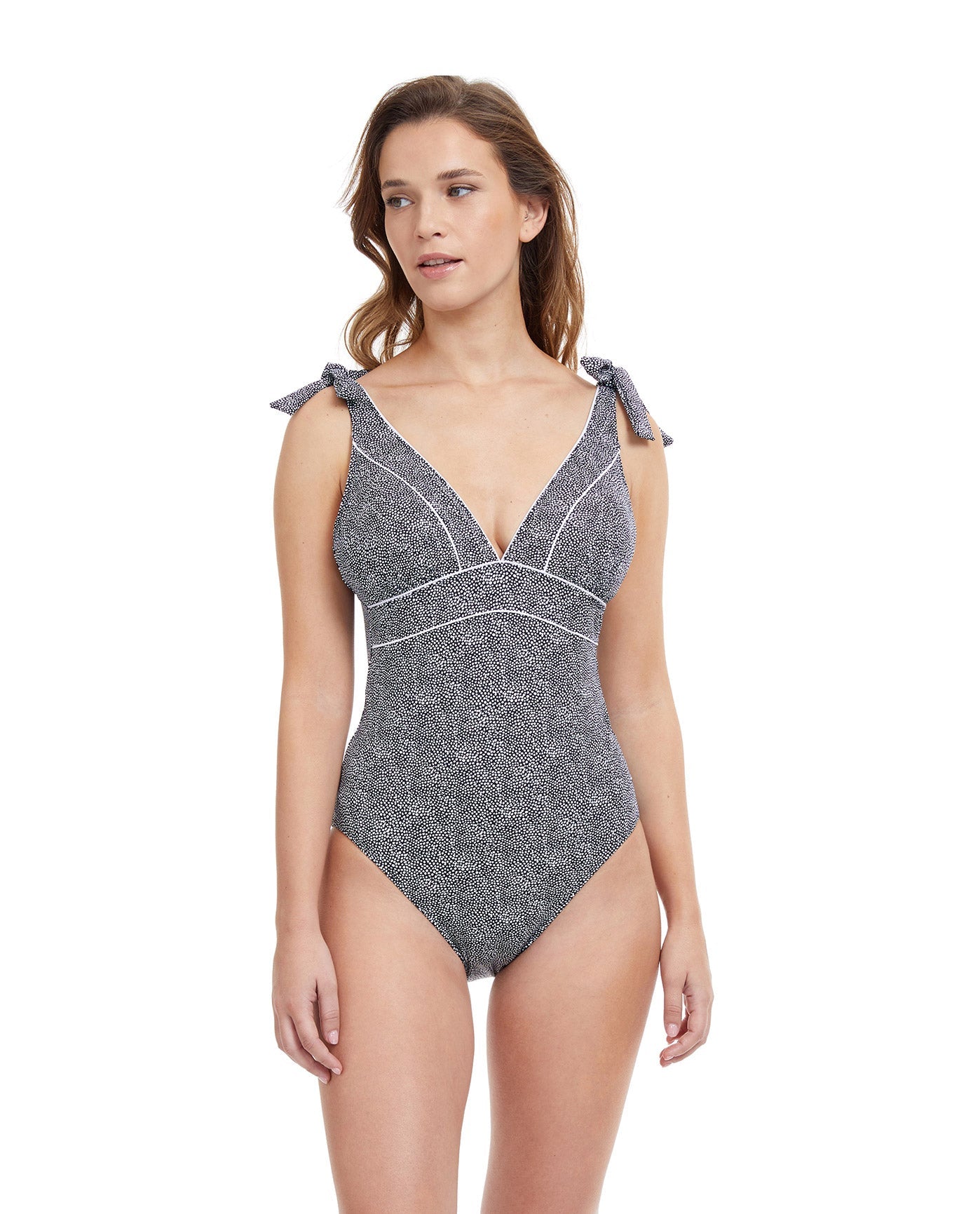 Front View Of Profile By Gottex Colette V-Neck One Piece Swimsuit | PROFILE COLETTE