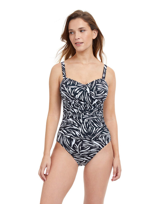 Front View Of Profile By Gottex Black Swan D-Cup Underwire One Piece Swimsuit | PROFILE BLACK SWAN