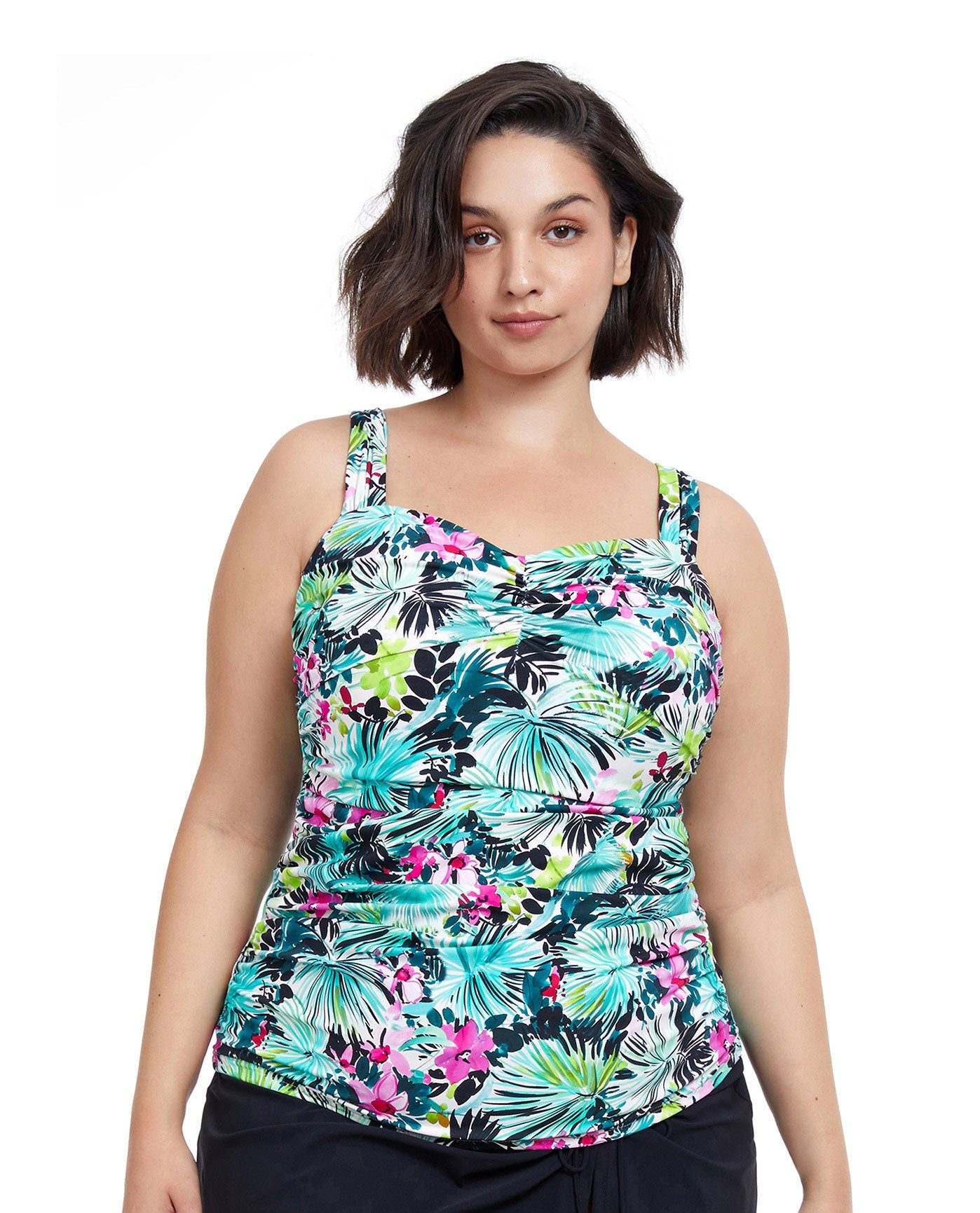 Front View Of Profile By Gottex Beautiful Day Plus Size Sweetheart Underwire Tankini Top | PROFILE BEAUTIFUL DAY