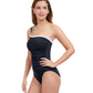 Side View Of Profile By Gottex French Pleats Ruffle One Shoulder One Piece Swimsuit | PROFILE FRENCH PLEATS BLACK