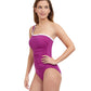 Side View Of Profile By Gottex French Pleats Ruffle One Shoulder One Piece Swimsuit | PROFILE FRENCH PLEATS WARM VIOLET