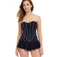 Front View Of Profile By Gottex Line Up Bandeau Strapless Swimdress | PROFILE LINE UP BLACK
