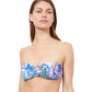 Front View Of Profile By Gottex Tropic Boom Bandeau Strapless Twist Front Bikini Top | PROFILE TROPIC BOOM BLUE