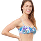 Side View Of Profile By Gottex Tropic Boom Bandeau Strapless Twist Front Bikini Top | PROFILE TROPIC BOOM BLUE