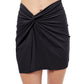 Front View Of Profile By Gottex Kundala Twist Detail Mini Skirt Cover Up | PROFILE KUNDALA BLACK