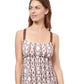 Front View Of Profile By Gottex Iota D-Cup Scoop Neck Underwire Tankini Top | PROFILE IOTA BROWN AND WHITE