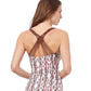 Back View Of Profile By Gottex Iota D-Cup Scoop Neck Underwire Tankini Top | PROFILE IOTA BROWN AND WHITE