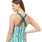Back View Of Profile By Gottex Iota D-Cup Scoop Neck Underwire Tankini Top | PROFILE IOTA EMERALD AND WHITE
