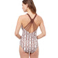 Back View Of Profile By Gottex Iota Round Neck One Piece Swimsuit | PROFILE IOTA BROWN AND WHITE