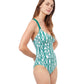 Side View Of Profile By Gottex Iota Round Neck One Piece Swimsuit | PROFILE IOTA EMERALD AND WHITE